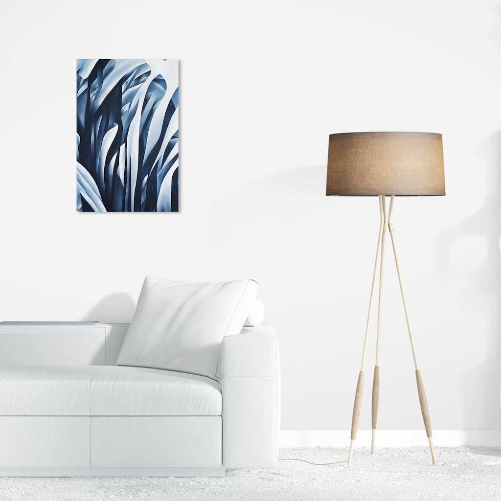 Wynwood Studio Abstract Azule Fern Near Blue and Dark Blue Tropical Wall Art Canvas Print