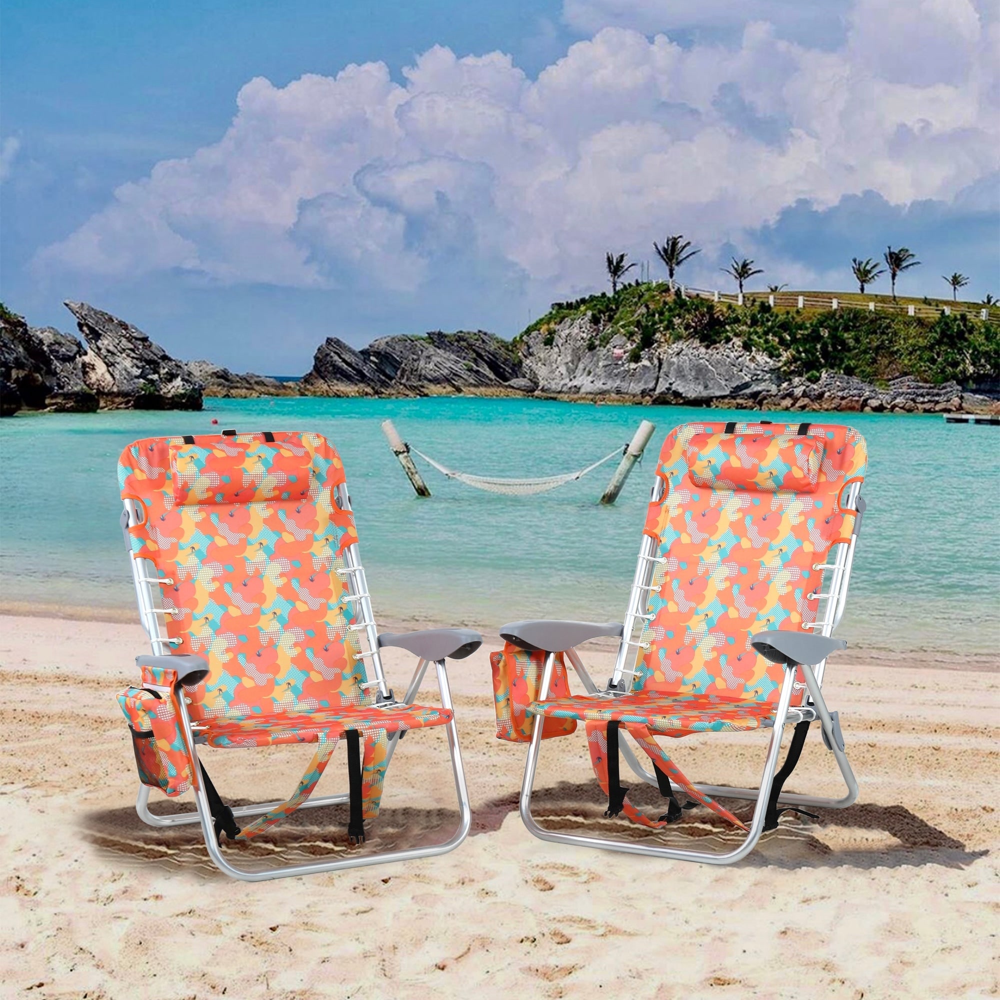ALPHA CAMP 2 piece Backpack Beach Chairs 4 Position Classic Lay