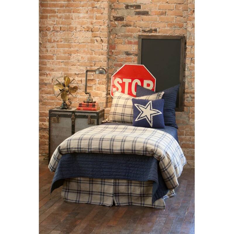 Cottage Home Brighton Navy Blue Cotton Single Quilt or Pillow Sham