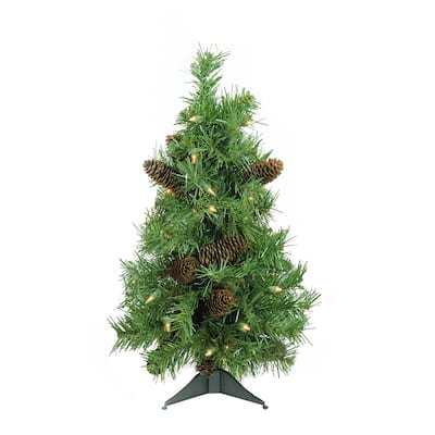 2' Green Full Dakota Pine Artificial Christmas Tree Clear Lights - 2 Foot