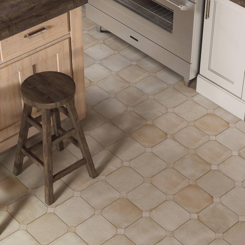 Merola Tile Laverton Octagon Arena with Taco Arena 7-7/8" x 7-7/8" Porcelain Floor and Wall Tile