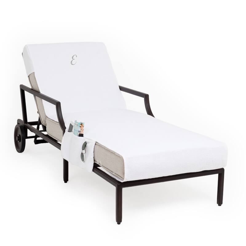 Authentic Hotel and Spa Personalized Standard Size Chaise Lounge Cover with Side Pockets - E