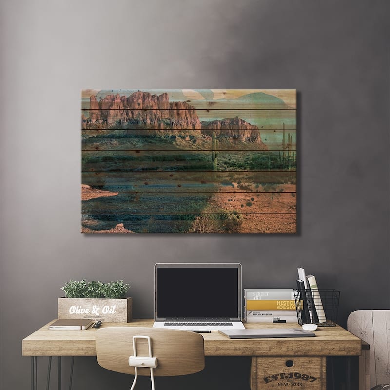 Arizona Abstract Print On Wood by Sisa Jasper - Multi-Color
