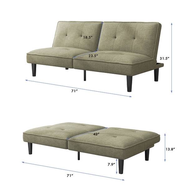 Futon Couch Sofa Bed, Fabric Linen Sleeper Futons Convertible Loveseat