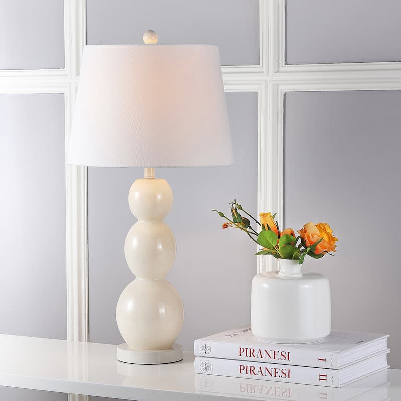 SAFAVIEH Lighting Natasha 28-inch Three Sphere Glass White Table Lamp (Set of 2) - 14"x14"x26.5" - 14Wx14Dx27H