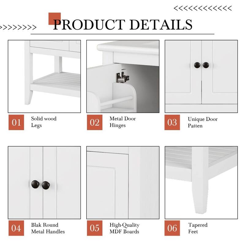 30" White Modern Sleek Bathroom Vanity