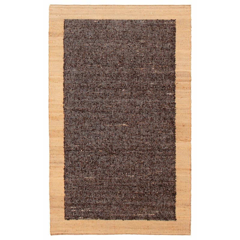 ECARPETGALLERY Hand Woven Zahara Dark Brown Dhurrie - Dark Brown - 5' x 8' - Rectangle