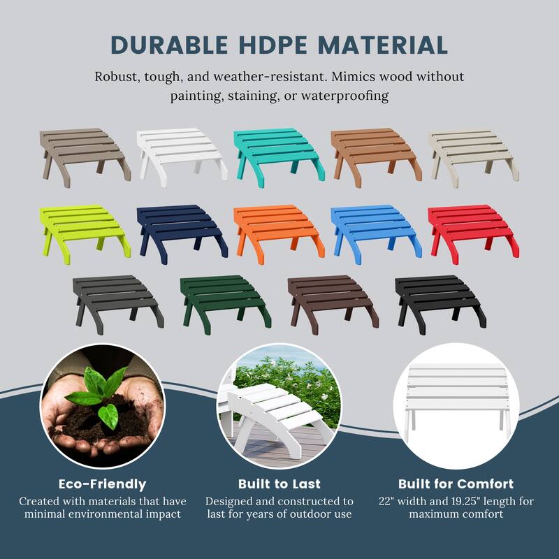 Polytrends Altura Outdoor Adirondack Folding Ottoman