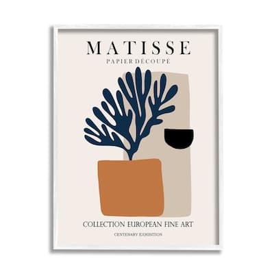 Stupell Geometric Shapes Floral Botanicals Neutral Matisse Design Framed Wall Art - Orange