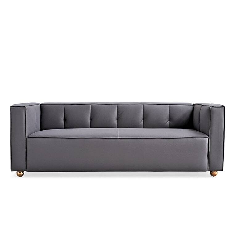 US Pride Furniture Velvet Sofa with Tufted Low Back Design Elegant 87 inch - Grey