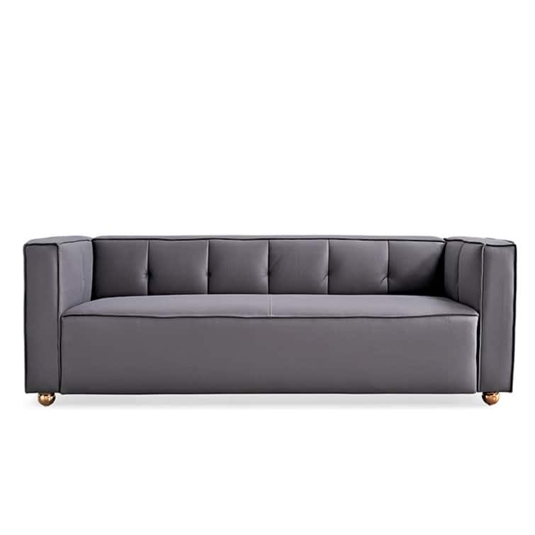 Velvet Sofa with Tufted Low Back Design Elegant for Coastal and Modern Farmhouse Living Rooms 87 inch - Grey