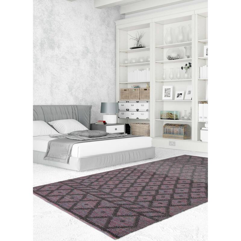 ECARPETGALLERY Braid weave Sienna Grey Wool Rug - 5'0 x 8'2