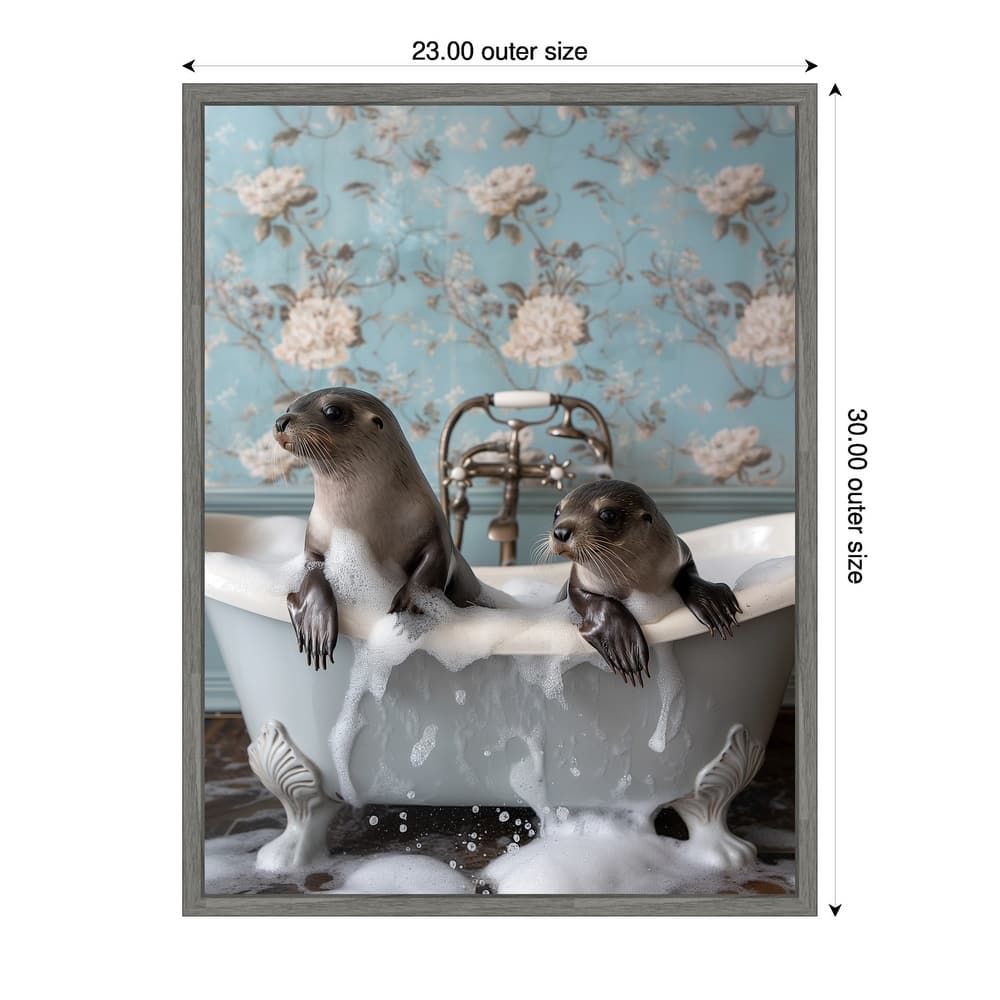 Seal Soak by Niky Rahner Framed Canvas Wall Art