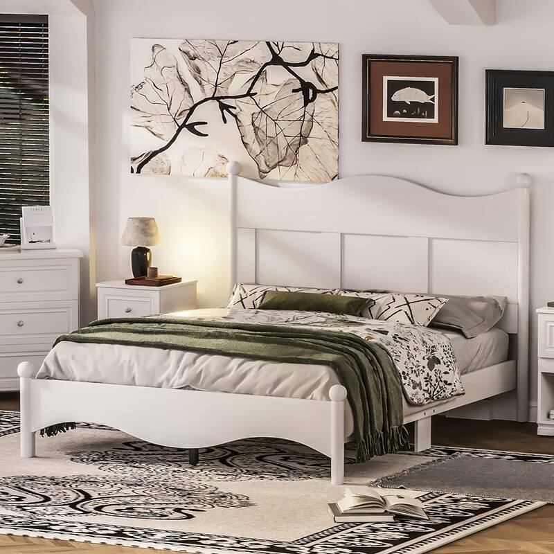 Wood Platform Bed Frame with Wooden Slat Support