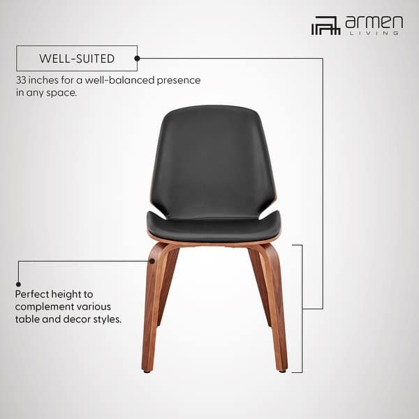 dimension image slide 3 of 6, Brinley Walnut or Black Wood Upholstered Dining Chair