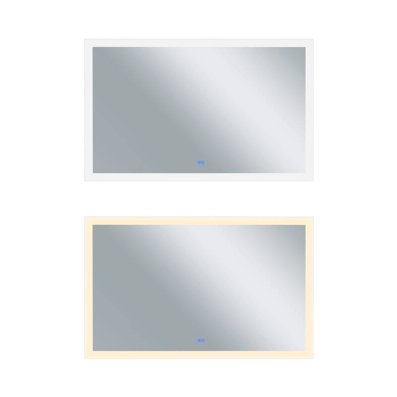 36" x 70" Abigail Matte White Rectangle LED Wall Mirror - White