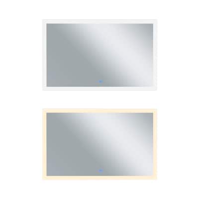 36" x 70" Abigail Matte White Rectangle LED Wall Mirror