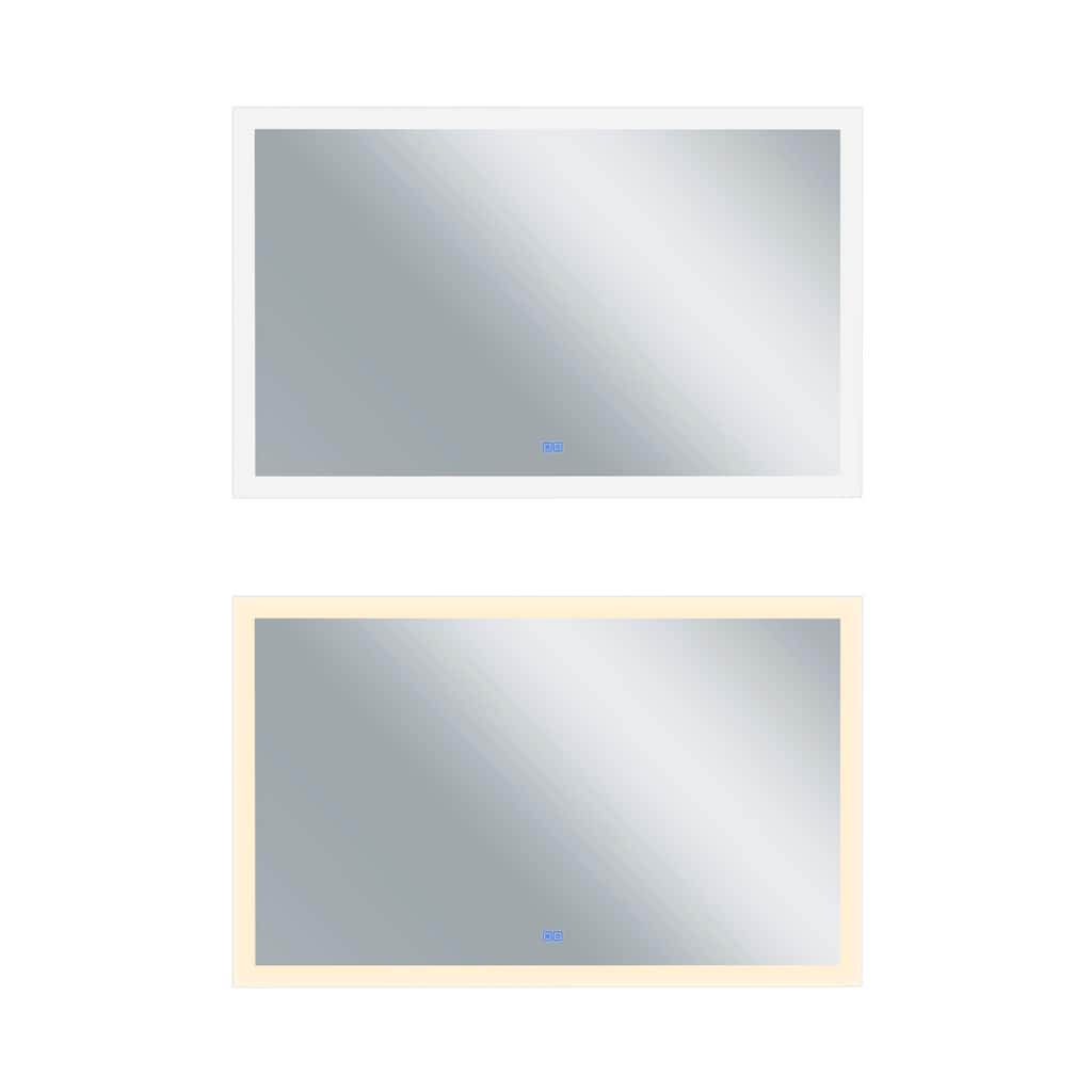 36" x 70" Abigail Matte White Rectangle LED Wall Mirror