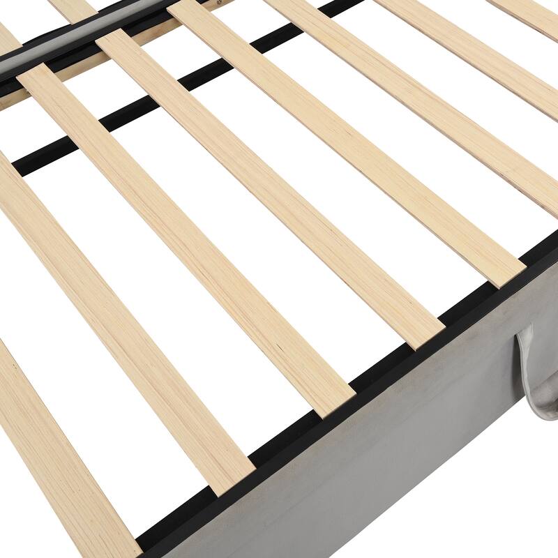 Twin Size Upholstered Daybed with Pop-Up Trundle in Gray, Beige, or Pink