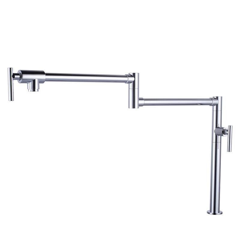 WOWOW Deck Mount Double Handle Pot Filler Faucet - Polished Chrome