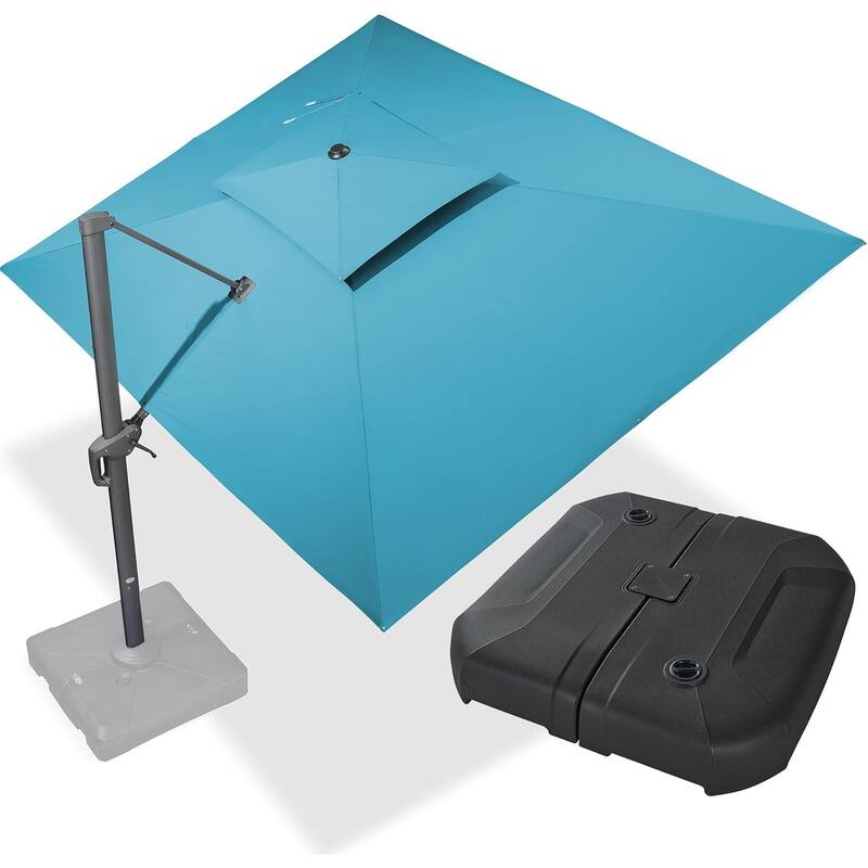 PURPLE LEAF Premium Rectangular Patio Cantilever Umbrellas with Tilt-and-Crank with Base