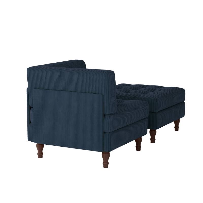 Corduroy L-shape Modular Corner Sectional Sofa with Reversible Storage Ottoman