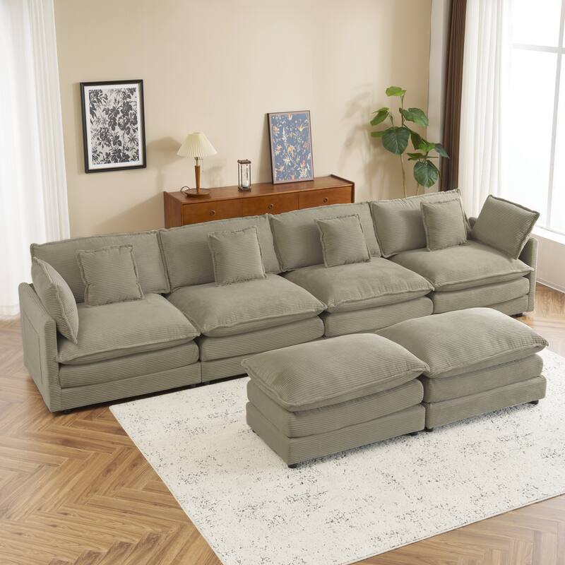Convertible Sectional Sofa Cloud Couch U-Shaped Modular Sofa Sleeper