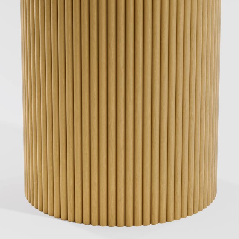 Solid Wood Round Dining Table Kitchen Table with Tabletop & Concave Cylinder Legs for Living/Dining Room Coffee Office