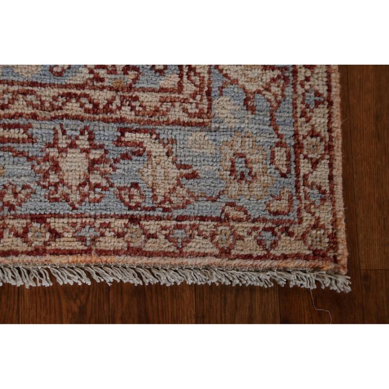 Hand Knotted Oriental 100% Wool Carpet Transitional Geometric Peach Oushak Area Rug - 3' 10'' X 2' 11''