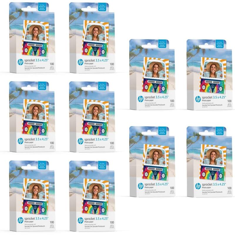HP Sprocket 3.5" x 4.25" Sticky-Backed Zink Photo Paper (1000-Pack), Compatible w/Photobooth - White - White