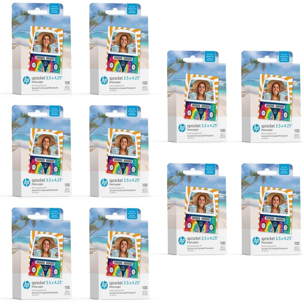 HP Sprocket 3.5" x 4.25" Sticky-Backed Zink Photo Paper (1000-Pack), Compatible w/Photobooth - White