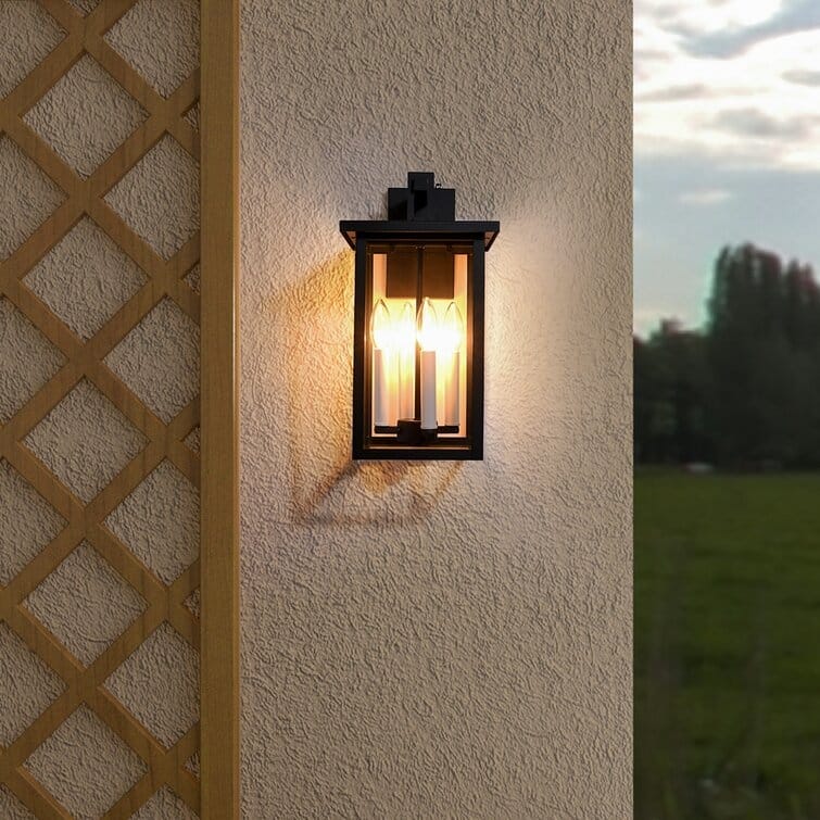 Maxax Black 4 - Bulb 16.7'' H Outdoor Wall Lantern with Dusk to Dawn - 16.7*9.4*8.7