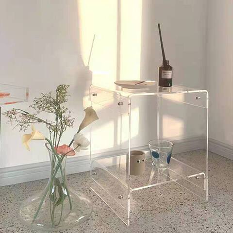 2-Tier Clear Creative End Table Living Room