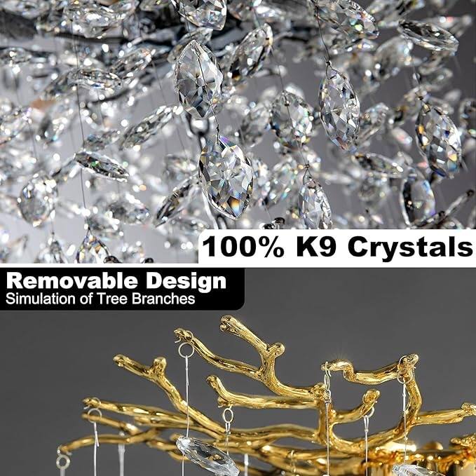 KAYLA 47.2" Modern 18-Lights Gold Luxury Crystal Globe Chandelier