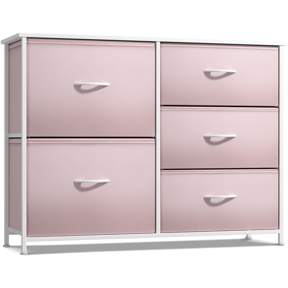 5 Drawer Bedroom Chest Dresser and TV Stand, Pastel Collection