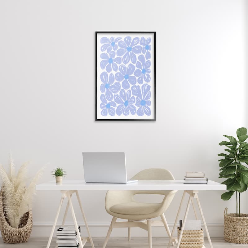 Stupell Blue Blooms Patterned Framed Giclee Art Design By Martina Pavlova