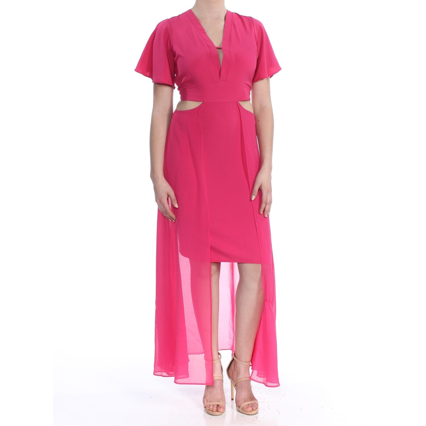 pink short sleeve maxi dress
