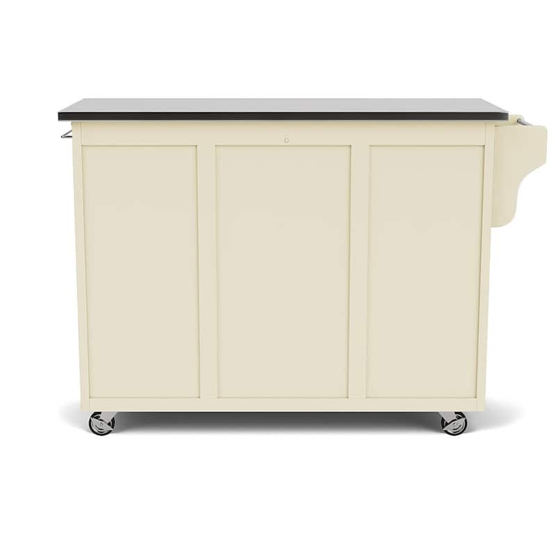 Copper Grove Puff Island White Finish with Stainless Steel Top Kitchen Cart