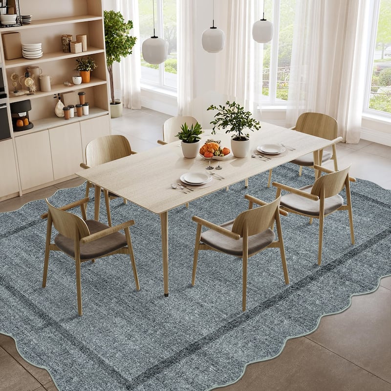 Garvee Scallop Solid Washable Area Rug
