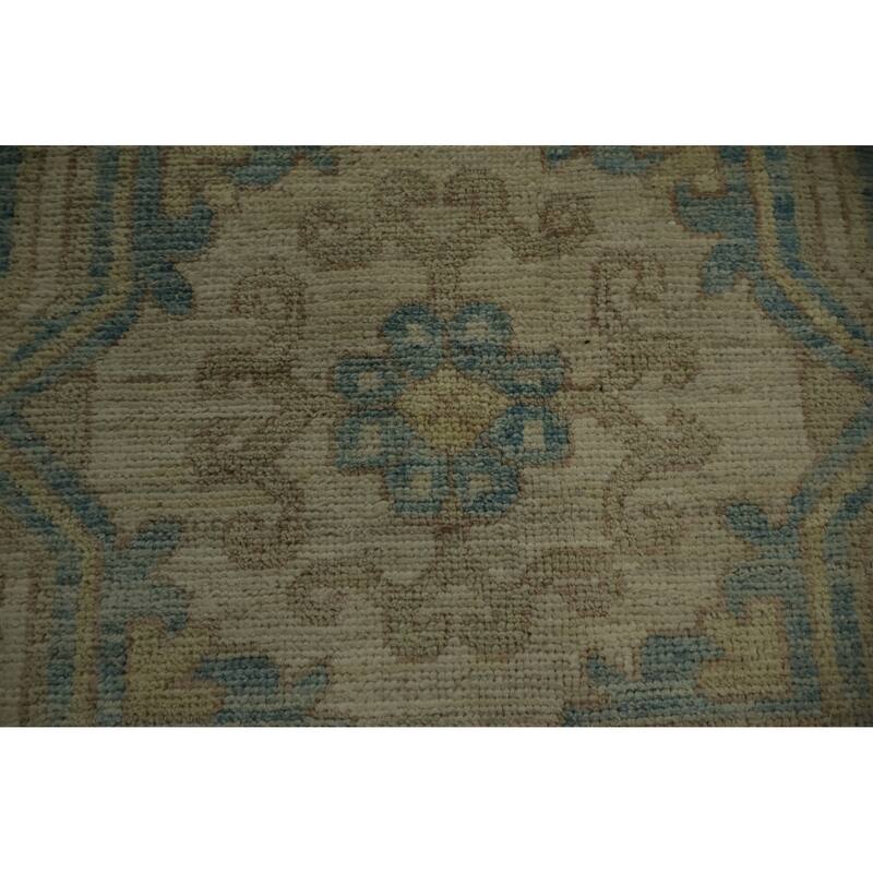 Hand Knotted Oriental 100% Wool Carpet Transitional Floral Beige & Ivories Khotan Area Rug - 12' 1'' X 9' 3''