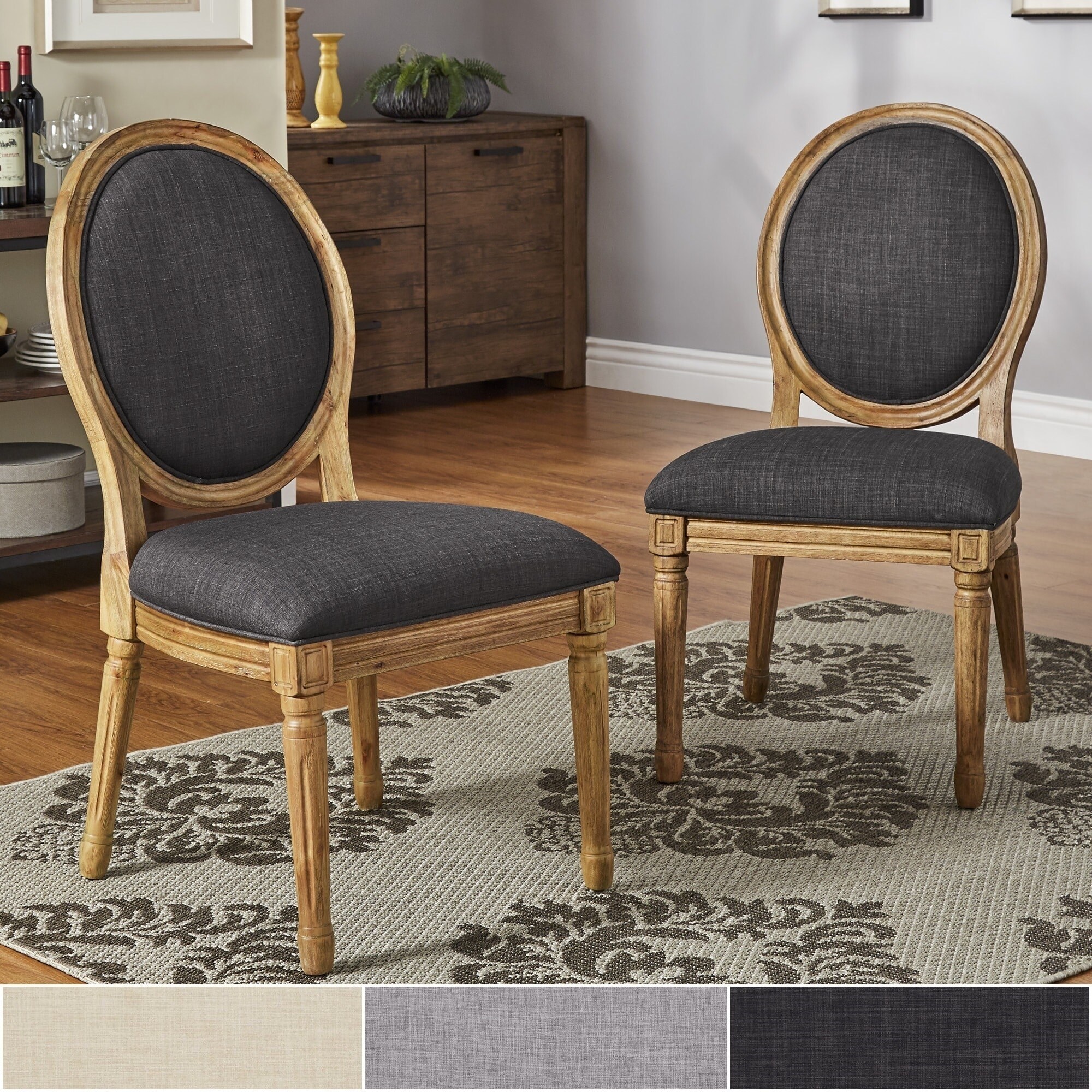 deana round back linen and pine wood dining chairs set of 2inspire q  artisan