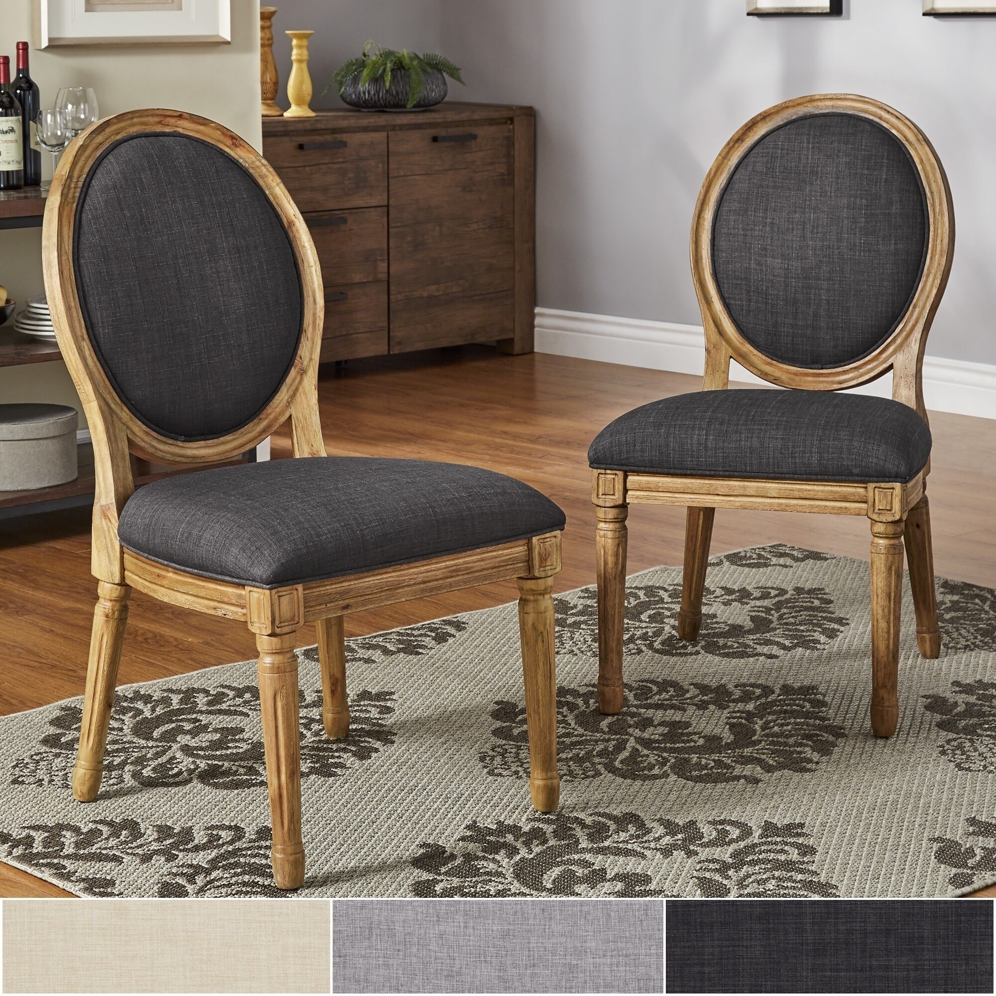 Shop Deana Round Back Linen And Pine Wood Dining Chairs Set Of 2 By Inspire Q Artisan On Sale Overstock 19401145