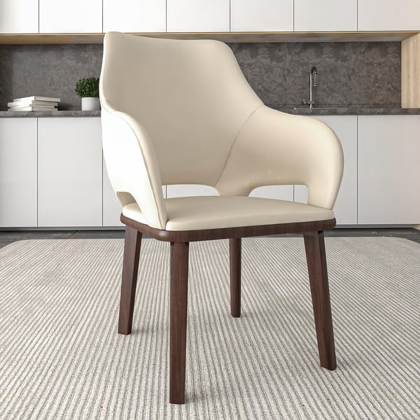 slide 2 of 69, LeisureMod Vivara Leather Upholstered Dining Chair with Padded Seat - Mid-Century Arm Chair for Home Office Bar & Kitchen