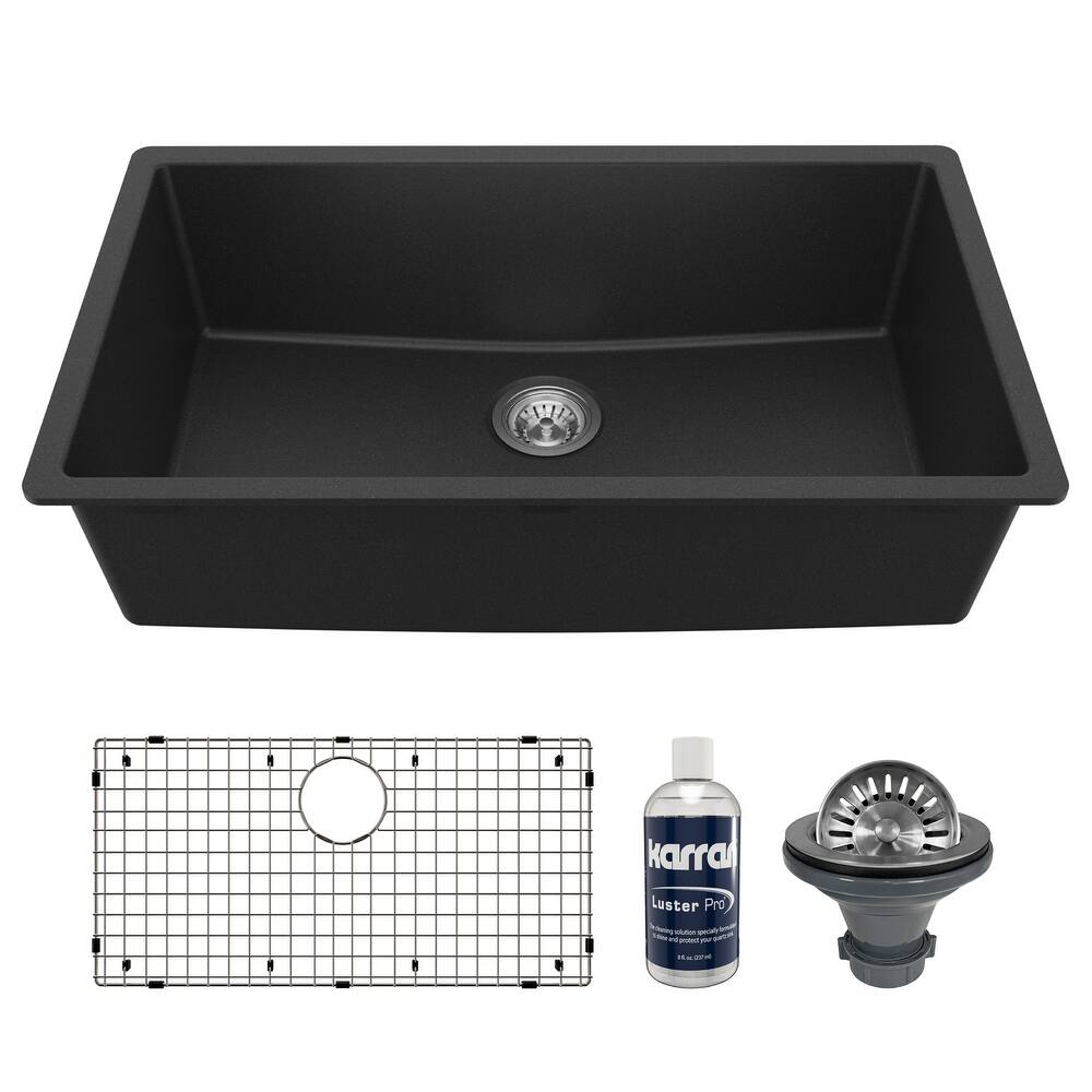 Karran Undermount 32.5 in. Large Single Bowl Quartz Kitchen Sink Kit