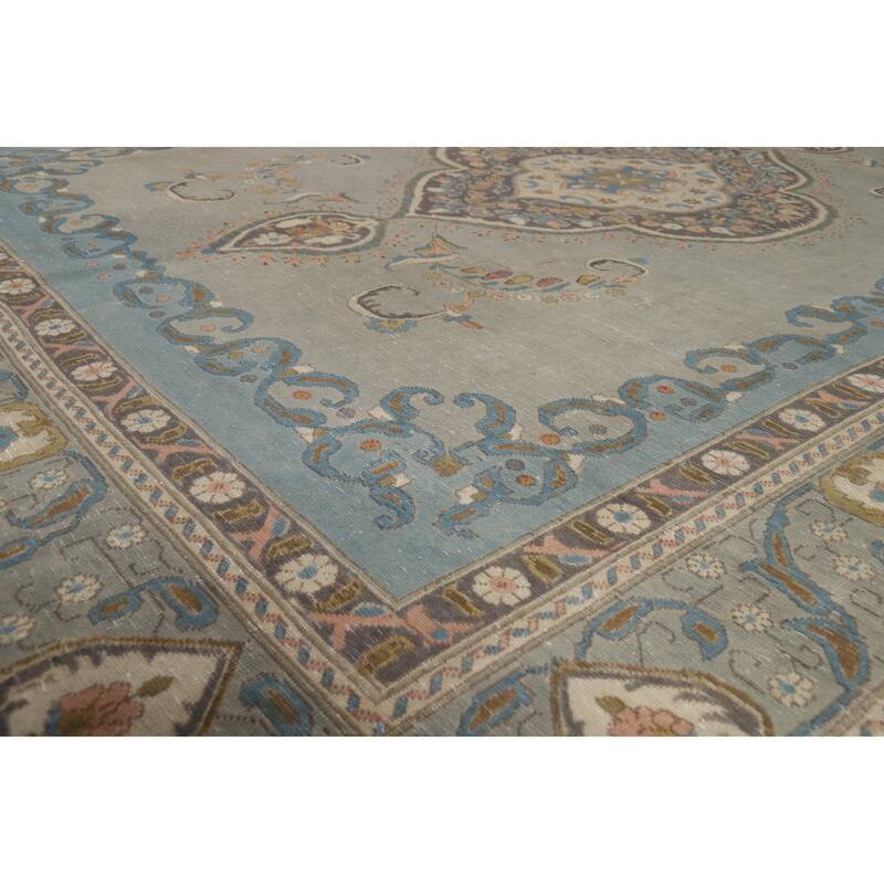 Tabriz Persian Vintage Area Rug Hand-Knotted Bedroom Wool Carpet - 9'7" x 12'9"