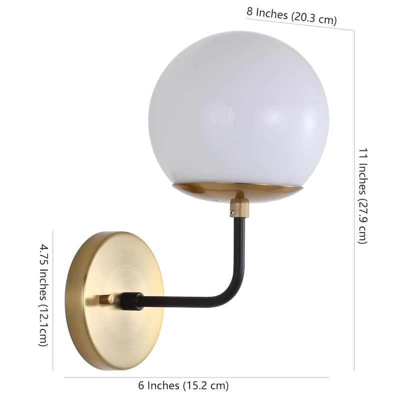SAFAVIEH Lighting Rakel Brass Led Wall Sconce - 6"x8"x11" - Brown/White - 6Wx8Dx11H