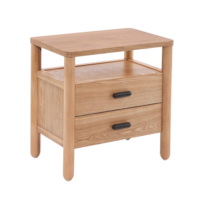 Christopher Knight Home - Modern Minimalist 23.62" Nightstand with Rounded Wood Legs & Open Storage Shelf, Multi-Functional Use