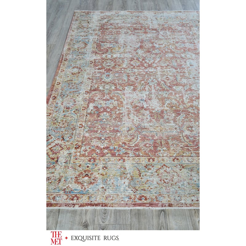 The Met X Exquisite Rugs Antique Loom Rust/Blue Area Rug.