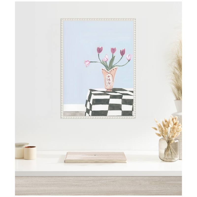 Kate and Laurel Painted Table by Teju Reval Framed Canvas Wall Art Print