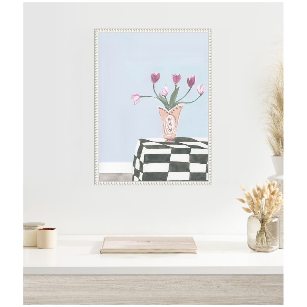 Kate and Laurel Painted Table by Teju Reval Framed Canvas Wall Art Print